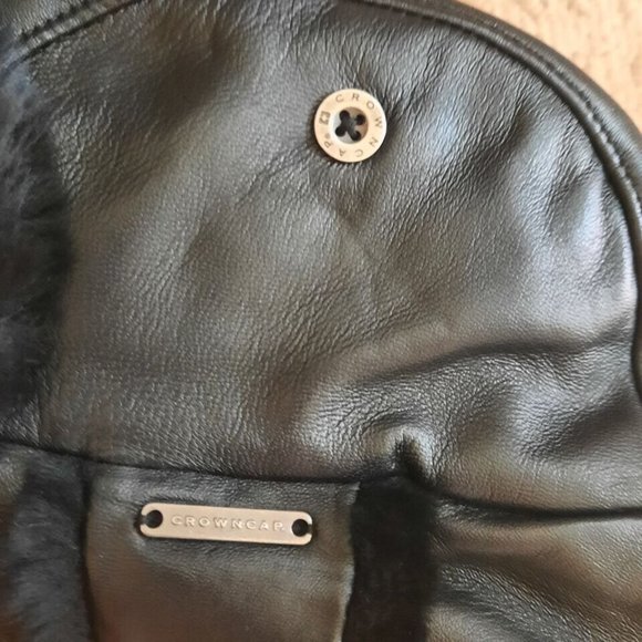 NWOT Crowncap Lamb Aviator with Mouton Trim size XL - Black - Picture 4 of 6